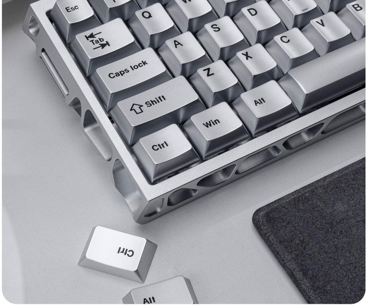 PREMIUM Metallic Silver Black Cherry PBT Keycaps