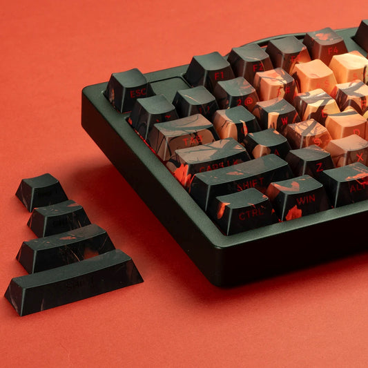 Obsidian Rose Shine-Through Double shot Cherry Profile PBT Keycap Set