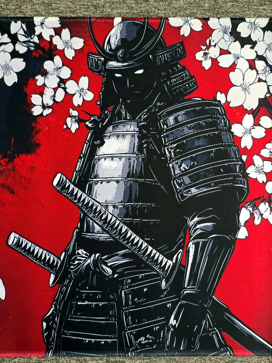 Red Black Samurai Warrior Speed Smooth Surface XXL Deskmat