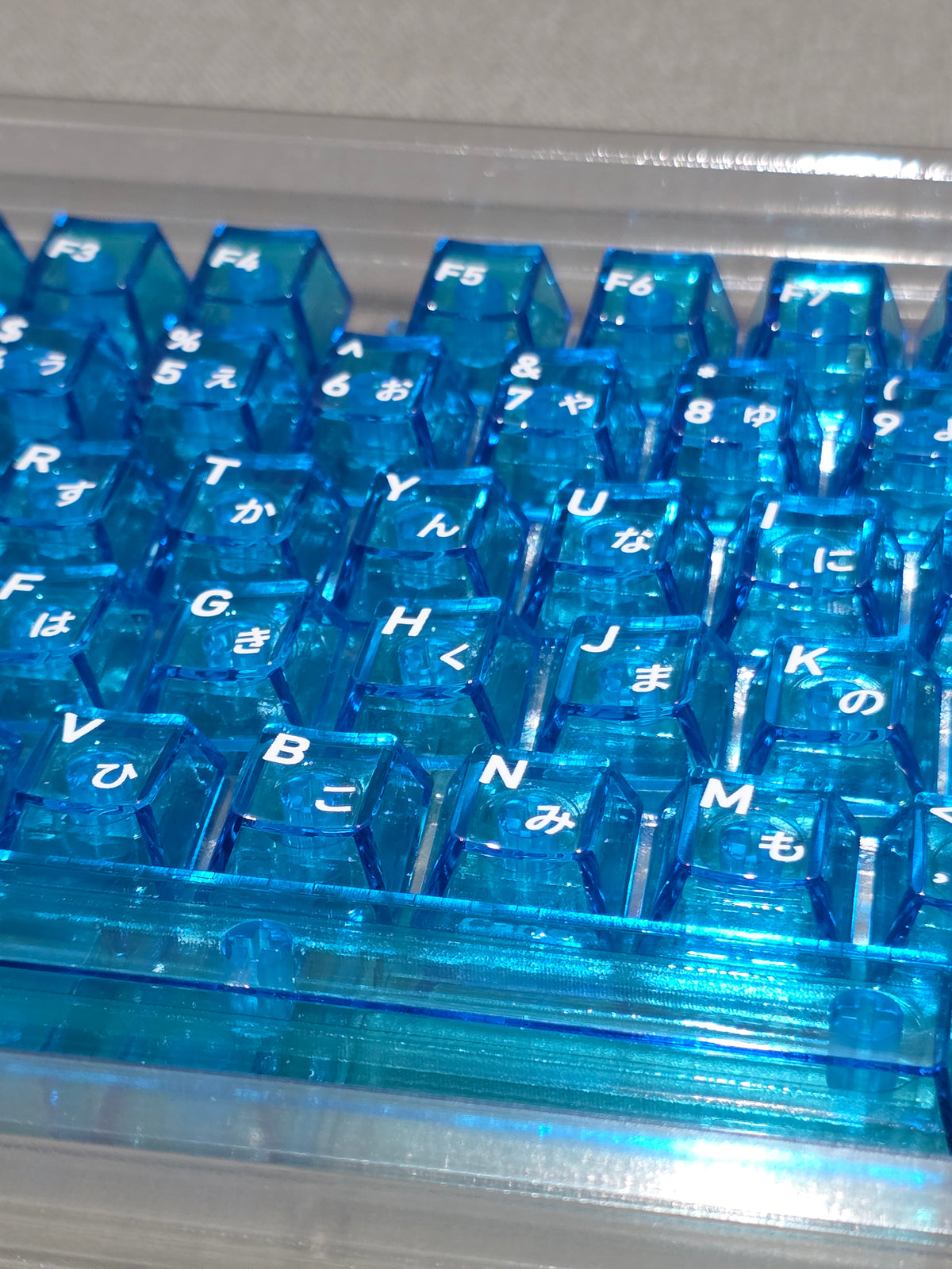 Crystal Blue English Japanese Transparent Cherry Keycaps