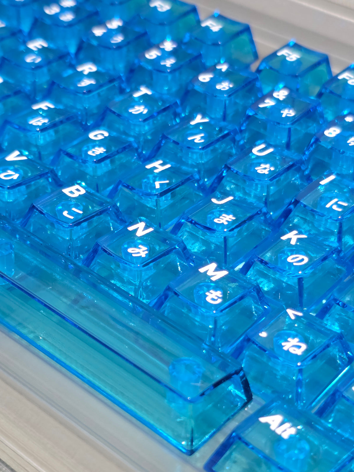 Crystal Blue English Japanese Transparent Cherry Keycaps