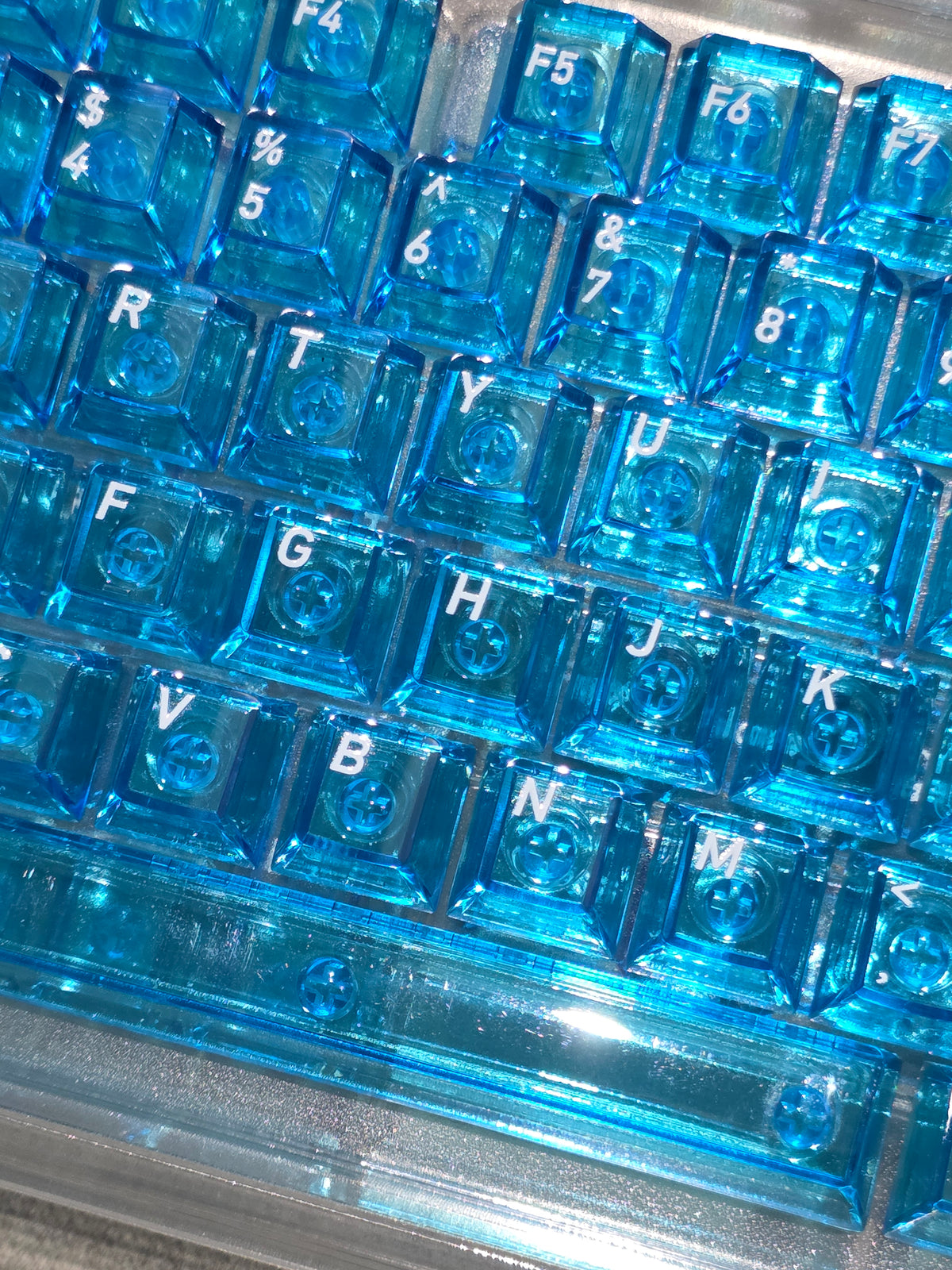 Crystal Blue English Japanese Transparent Cherry Keycaps