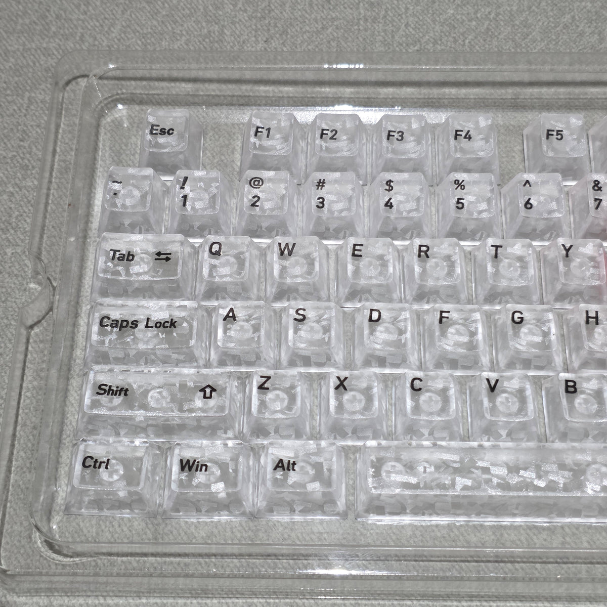 White Carbon With Red Heart Cherry Translucent Thick Keycaps