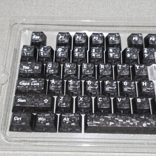 Black Carbon With White Heart Cherry Thick Translucent Keycaps