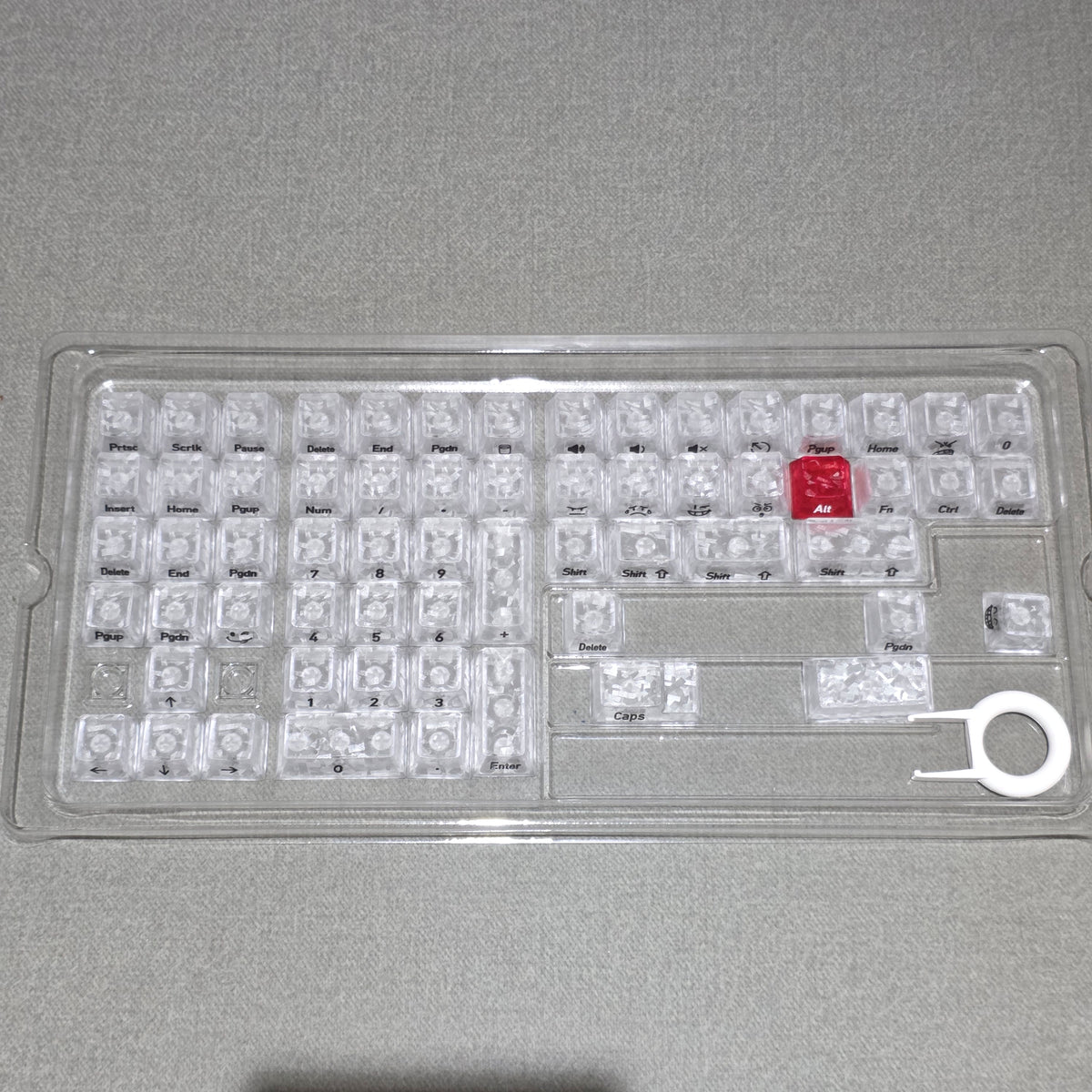 White Carbon With Red Heart Side Legends Cherry Translucent Thick Keycaps