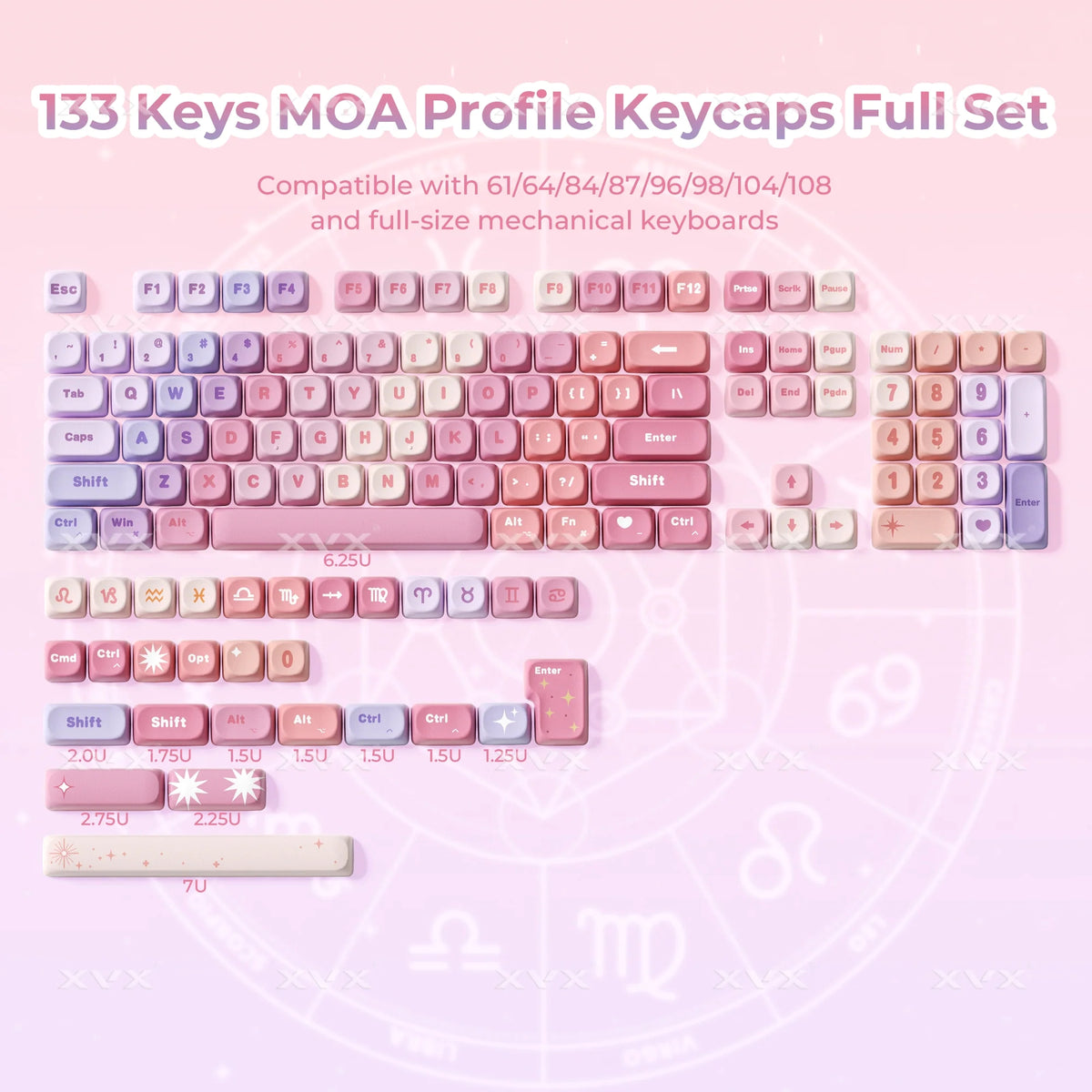 Neon Spectrum Moa PBT Keycaps