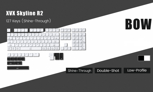 BOW Low Profile Shinethrough Skyline R2 Doubleshot PBT Keycaps