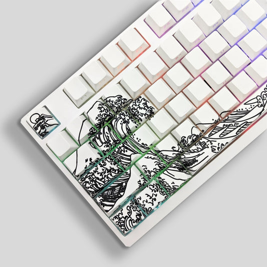 Great Wave Of Kanagawa Side Backlit Cherry Doubleshot Version 2 With PBT Case