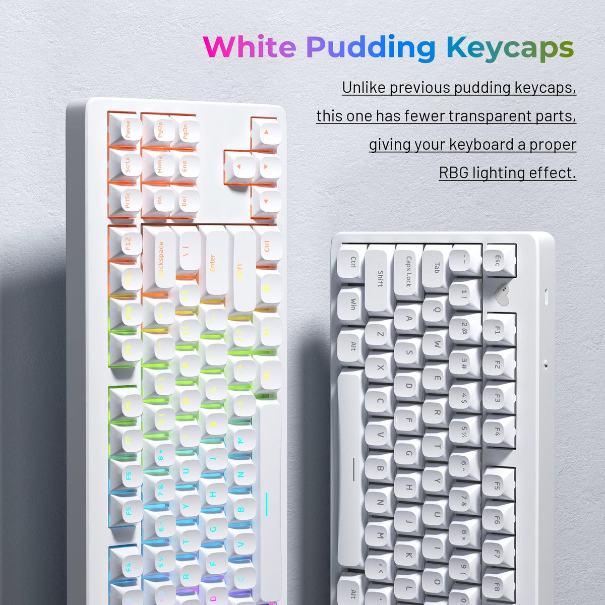 White Horizon Shinethrough Quality Thick Doubleshot PBT Pudding Style Keycaps
