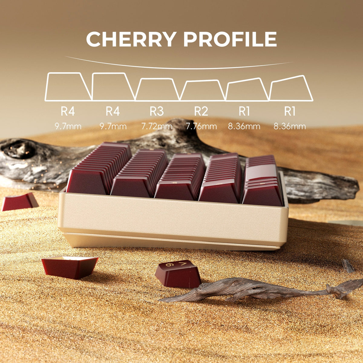 Oxblood Frost Jade Doubleshot Cherry PBT Keycaps