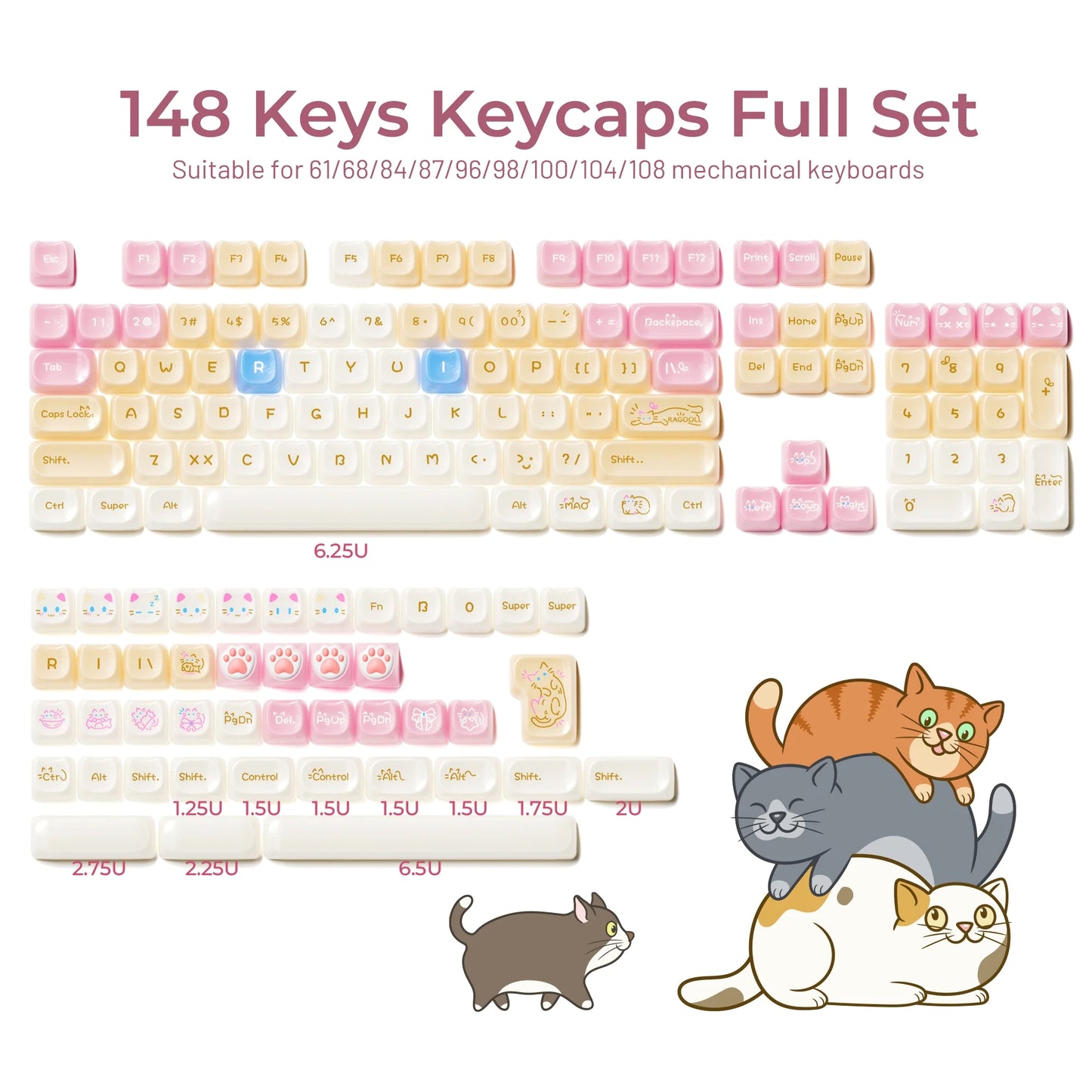 Jade Ragdoll Cat MAO Keycaps