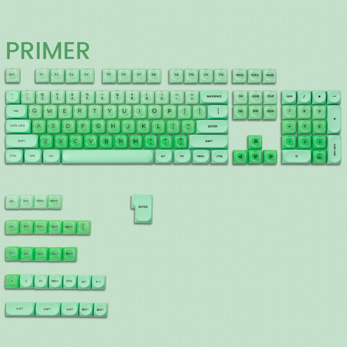 Green Primer HOA Profile Translucent Keycaps