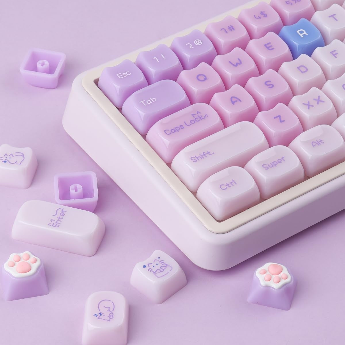XVX House Taro Cat Themed MAO Profile Keycaps