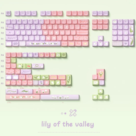 Lily Of The Valley Premium MDA PBT Keycaps