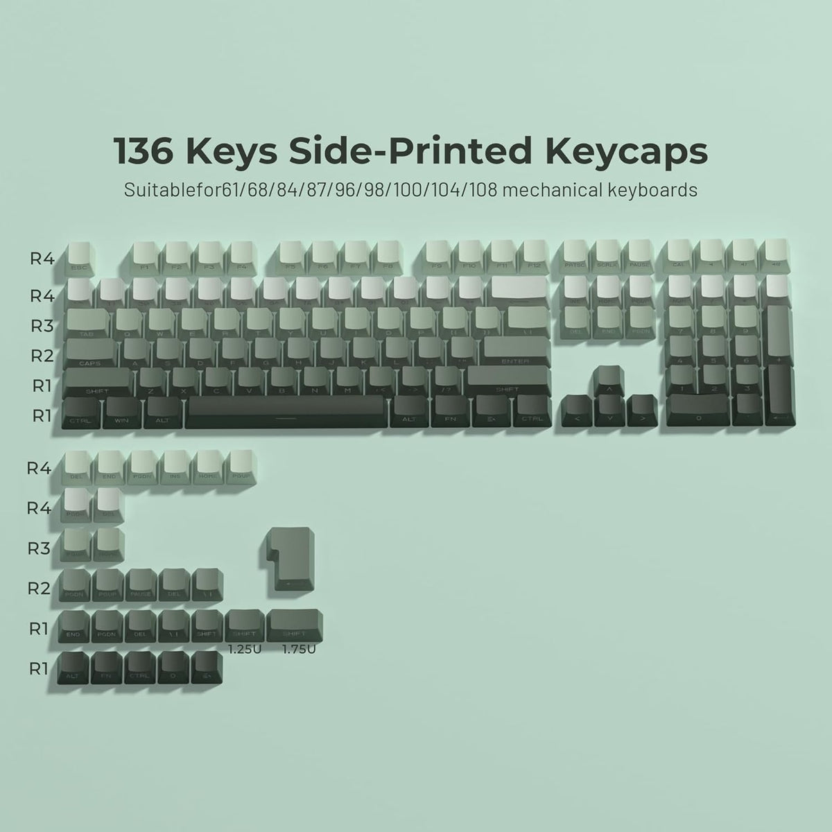 Womier Bamboo Green Gradient Side Backlit PBT Keycaps