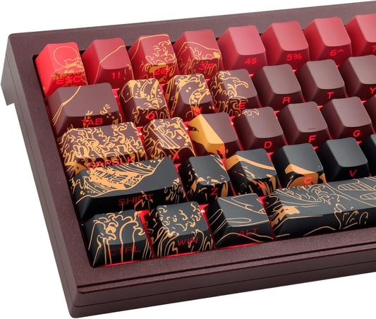 Red Wave of Kanagawa Side Backlit Cherry PBT Keycaps