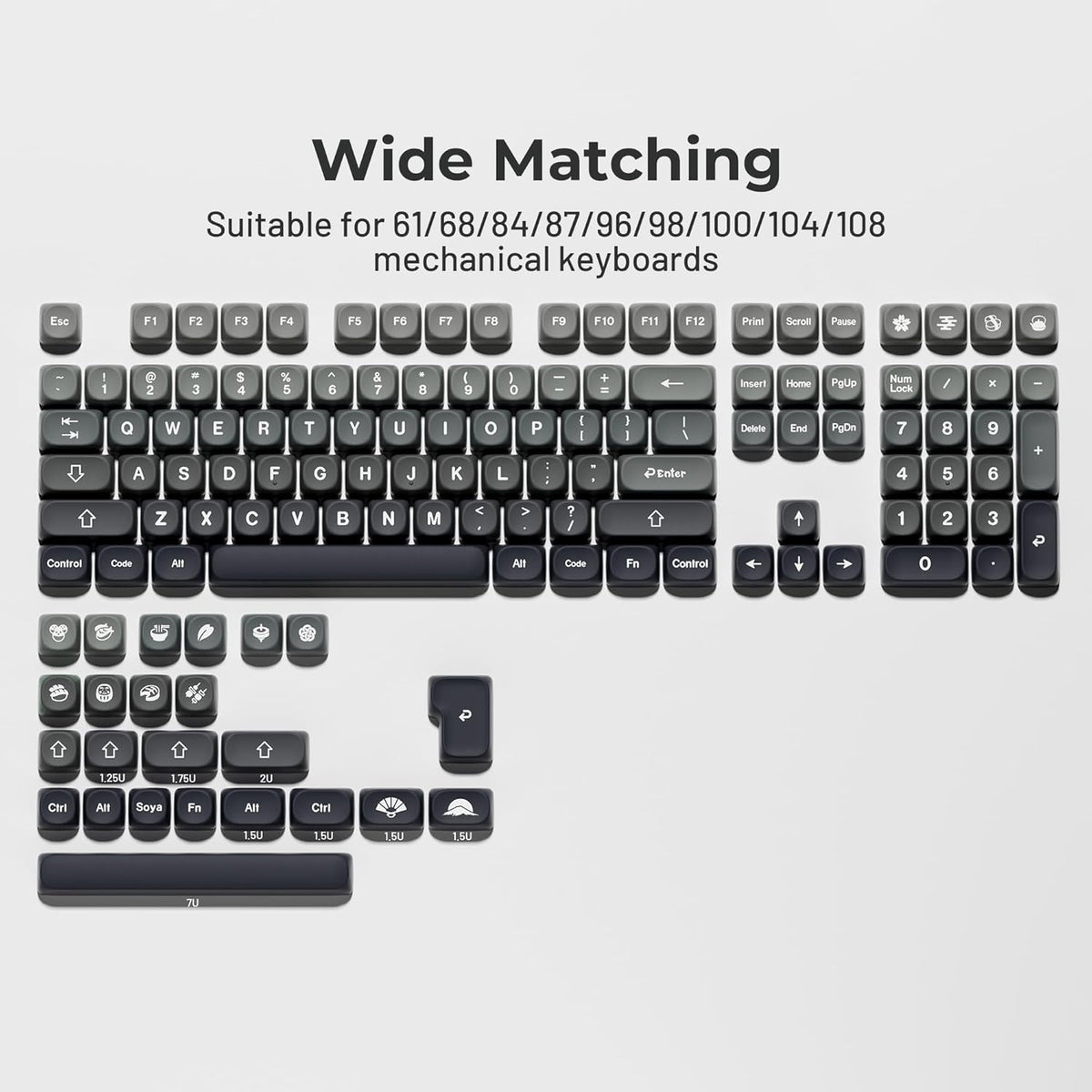 Coconut Gray MOA Profile Keycaps