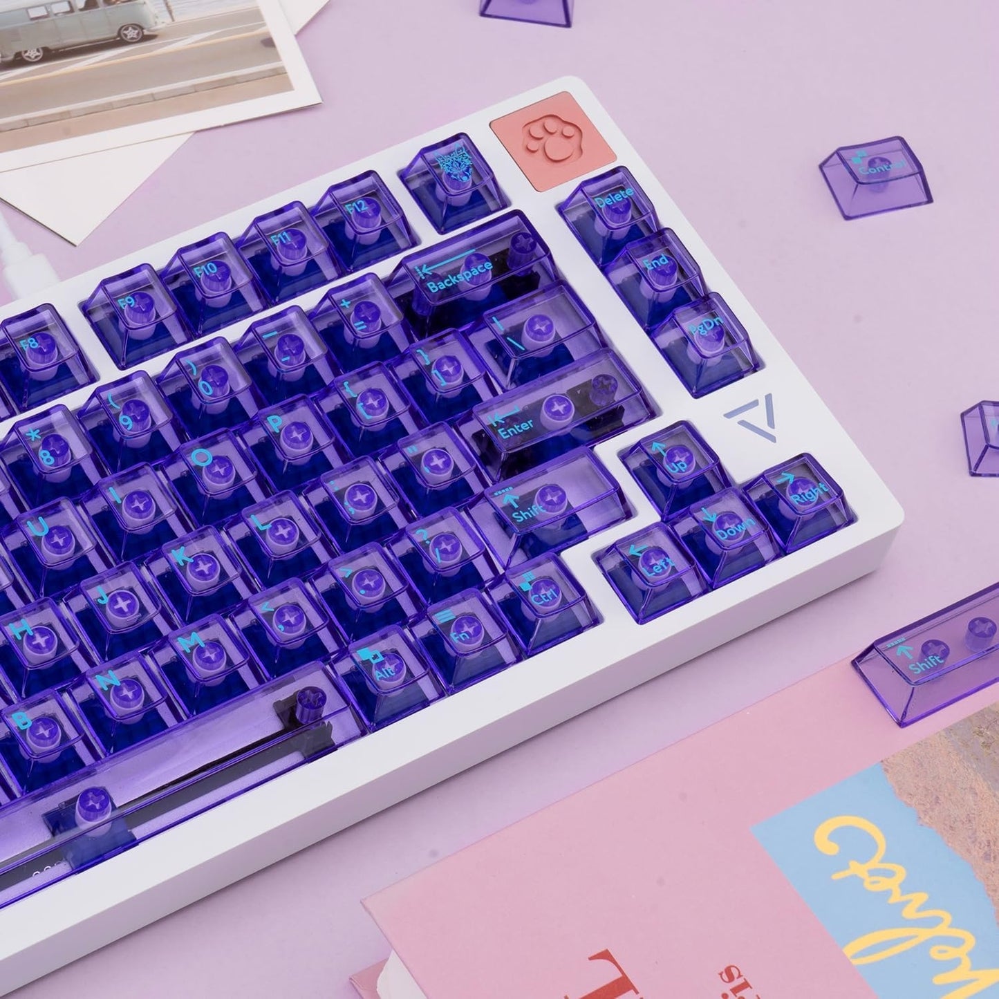 Purple Crystal Clear Transparent Cherry Keycaps