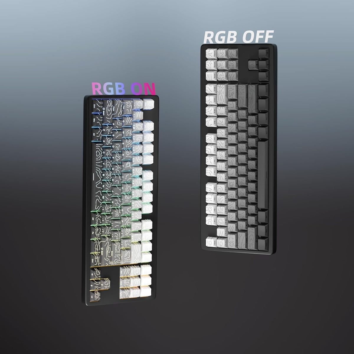 Topographic Polar Day Line Crack Side Backlit Cherry Keycaps