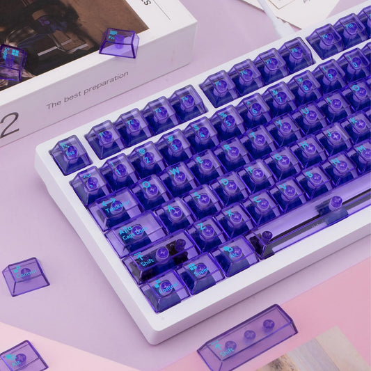 Purple Crystal Clear Transparent Cherry Keycaps