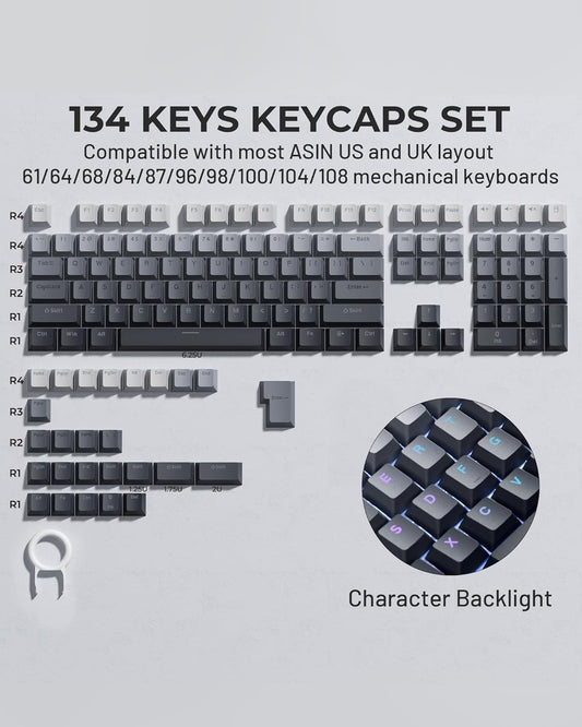 Ink Shadow Top Shinethrough Gradient PBT Keycaps