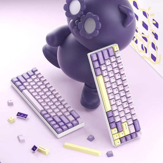 Lilac Dawn Cherry Doubleshot 216 PBT Keycaps with Premium Storage Box