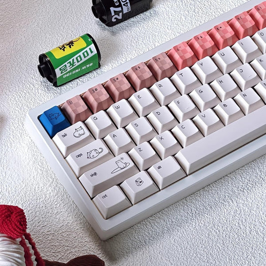 Pastel Minimalist Kitten Quality Cherry PBT Keycaps With Fancy Storage Box