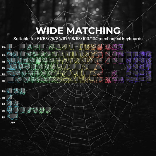 PREMIUM SPIDER WEB Black Version Pattern OEM Profile IMD Tech Keycap Set