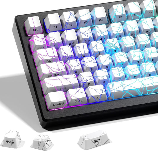 PREMIUM SPIDER WEB White Backlit Version Pattern OEM Profile IMD-Tech Keycap Set