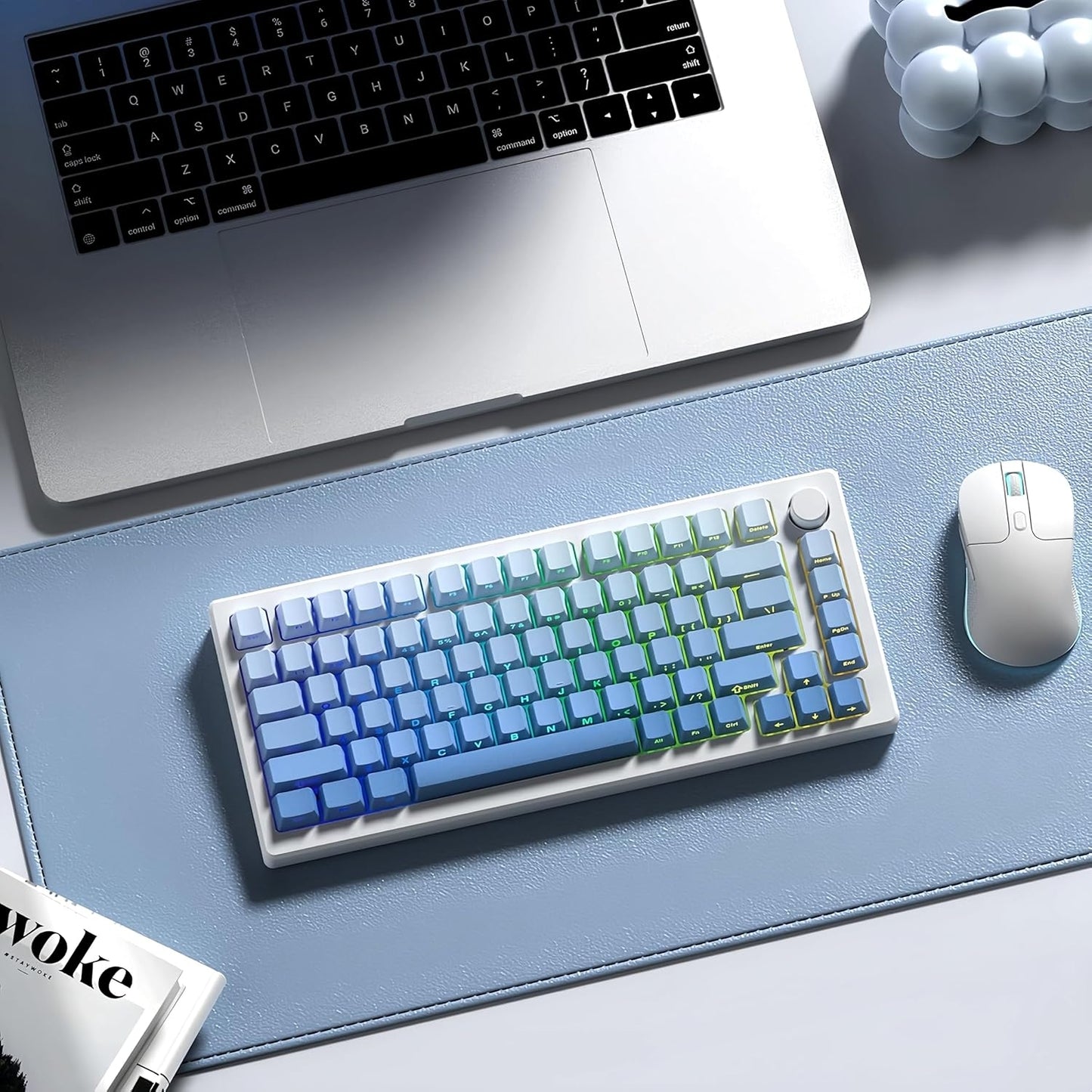 Sky Blue Gradient Side Backlit OEM Doubleshot PBT Keycaps