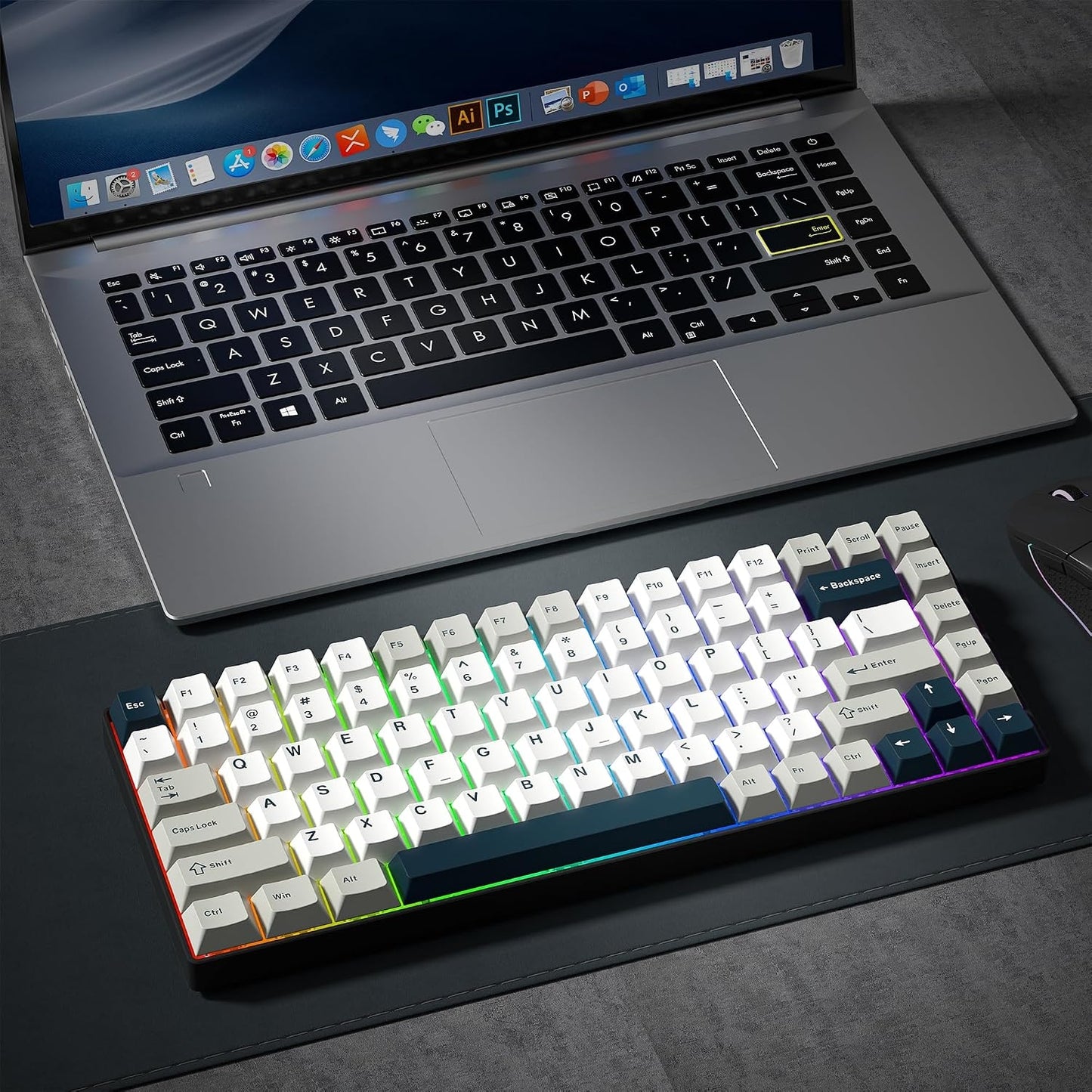 Womier White Grey Blue Cherry Doubleshot PBT Keycaps