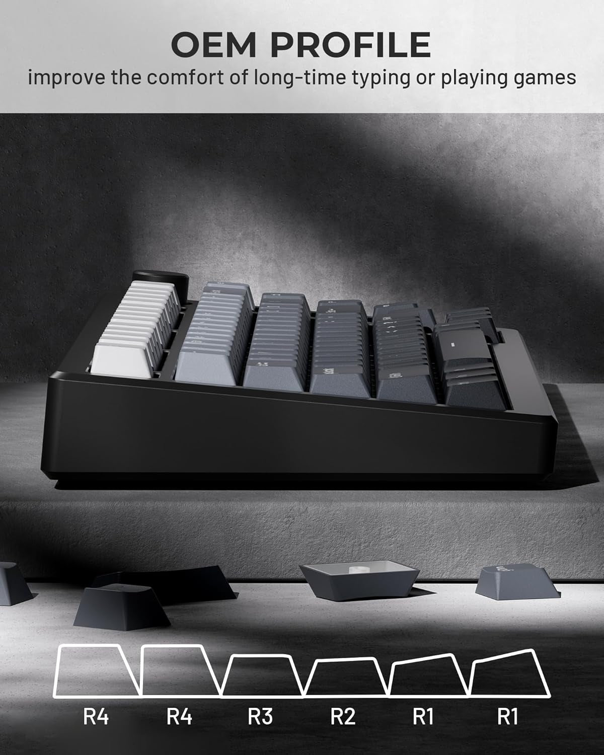 Ink Shadow Top Shinethrough Gradient PBT Keycaps