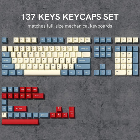 Womier Retro White Blue Red Cherry Doubleshot PBT Keycaps