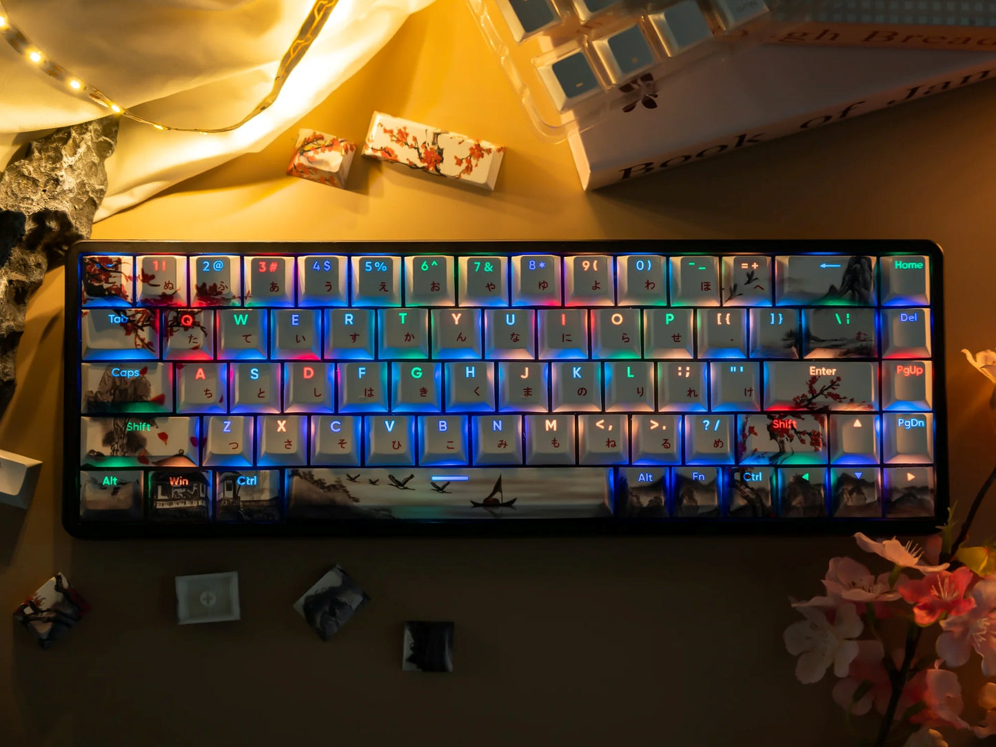 Plum Blossom Cherry Profile Top Shine-Through PBT Keycap Set V2