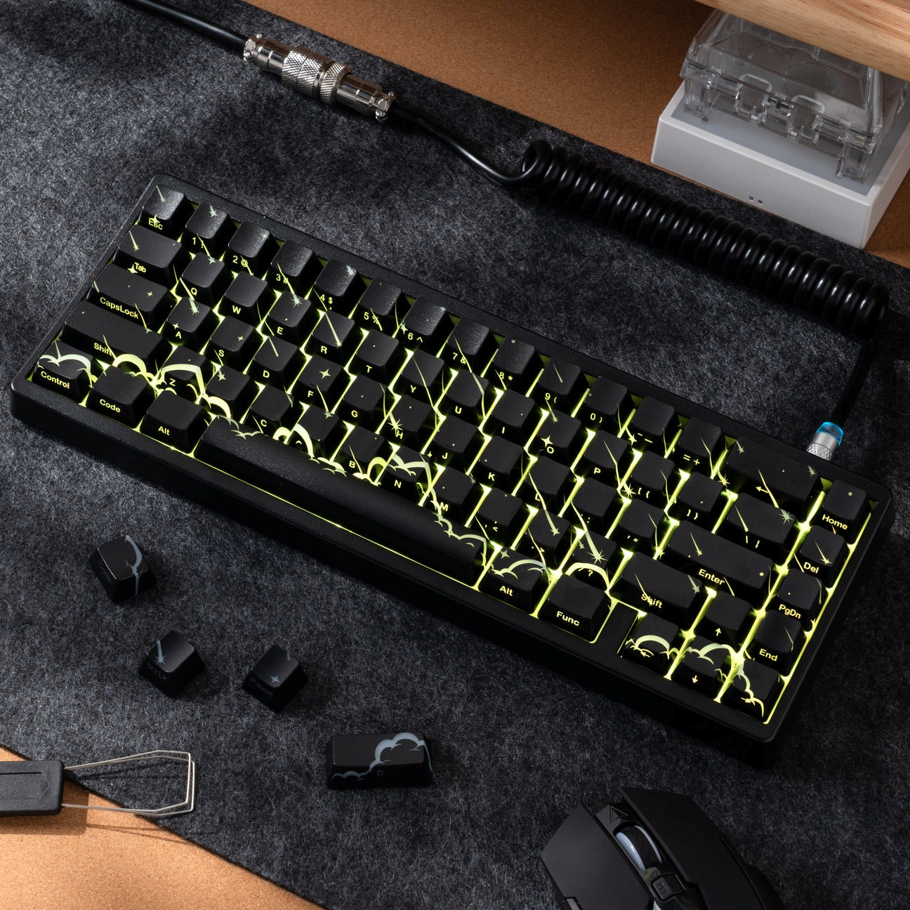 PREMIUM Meteor Pattern IMD Tech Side Backlit Stealth Keycaps