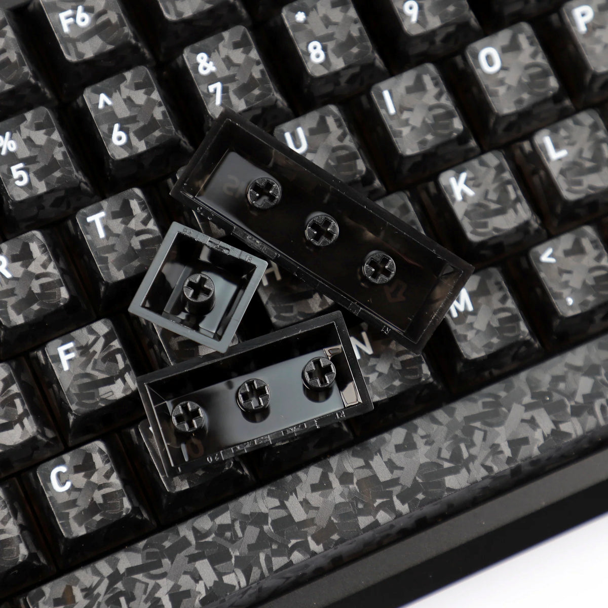 Black Carbon Fiber Texture Top Translucent Keycaps