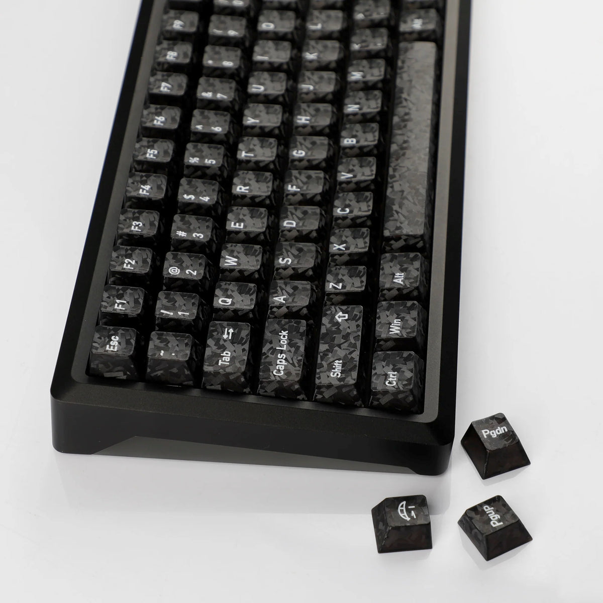 Black Carbon Fiber Texture Top Translucent Keycaps
