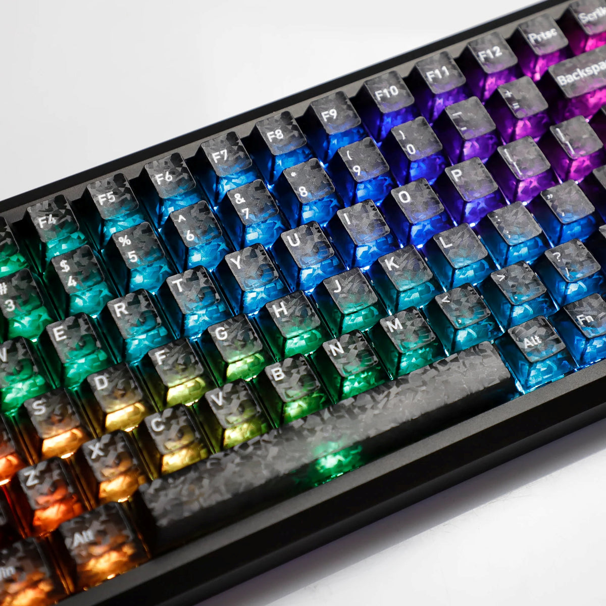 Black Carbon Fiber Texture Top Translucent Keycaps
