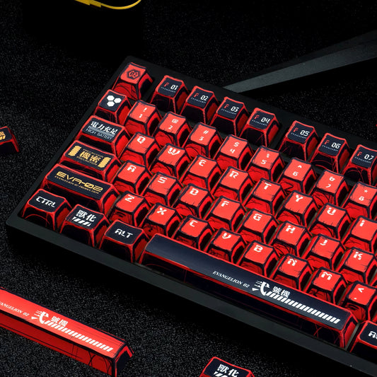 2D Comic Manga Sketched Eva Unit 02 Cherry PBT Keycaps