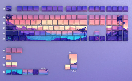 Backlit Printed Purple Landcape Cherry Doubleshot Pbt Keycaps