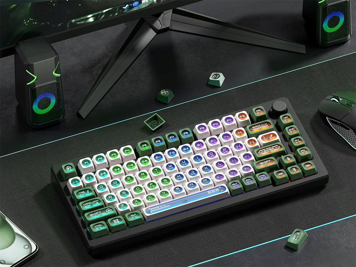 Cats Eye New Concept Green UV Printed Backlit Keycaps