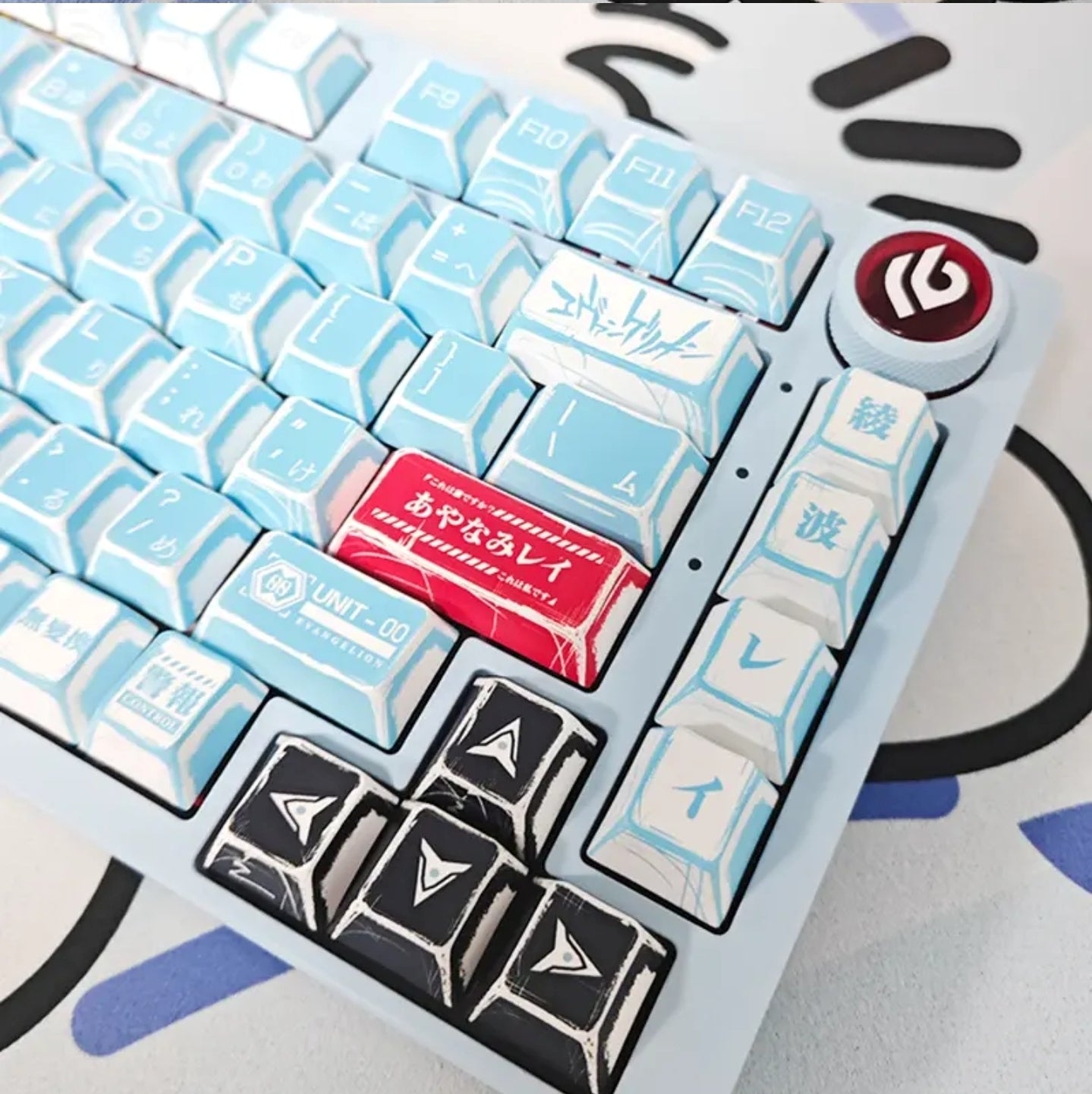 2D Comic Manga Sketched Ayanami Eva 00 Cherry PBT Keycaps
