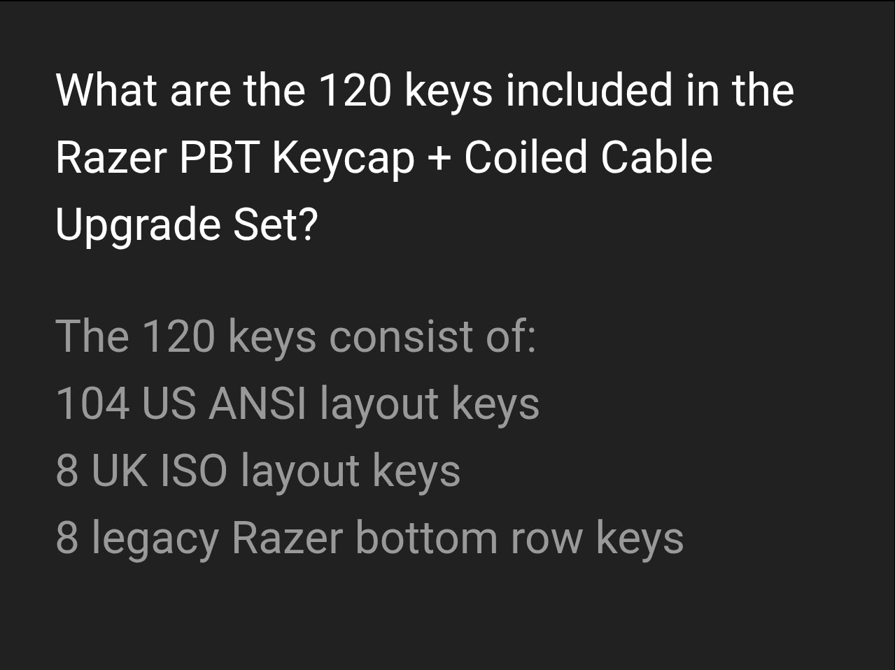PRICE DROP Razer Shinethrough PBT Keycap & Coiled Cable Upgrade Set White Green