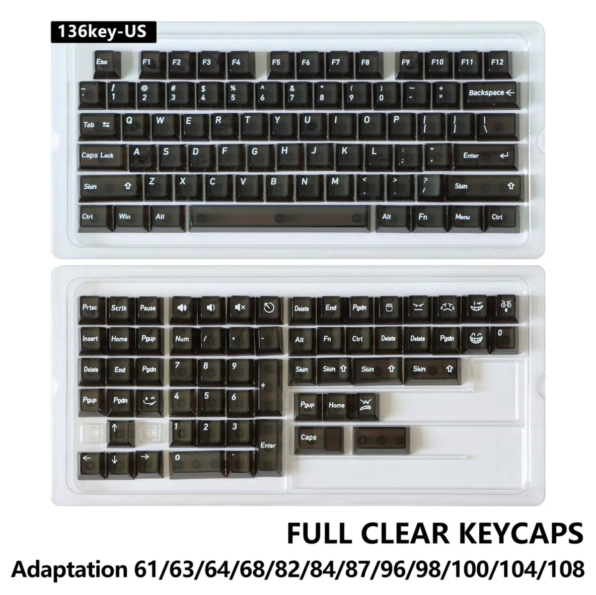 Crystal Black English Japanese Transparent Cherry Keycaps