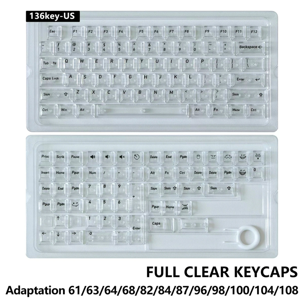Crystal Transparent English Japanese Cherry Keycaps