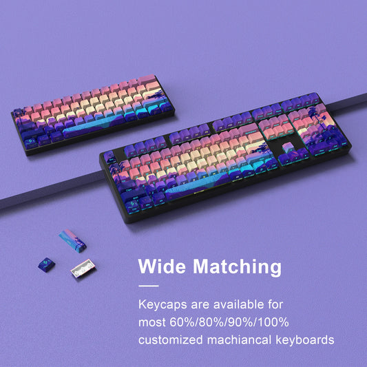 Backlit Printed Purple Landcape Cherry Doubleshot Pbt Keycaps