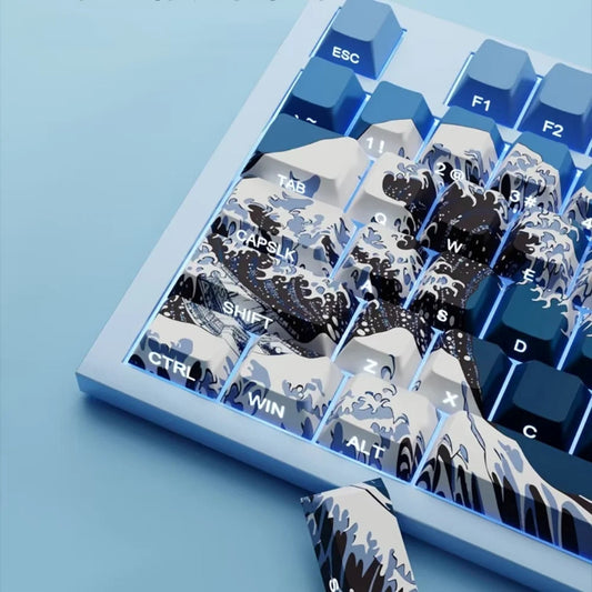 Ukiyo-e Blue Waves Quality Side Backlit Cherry PBT Keycaps
