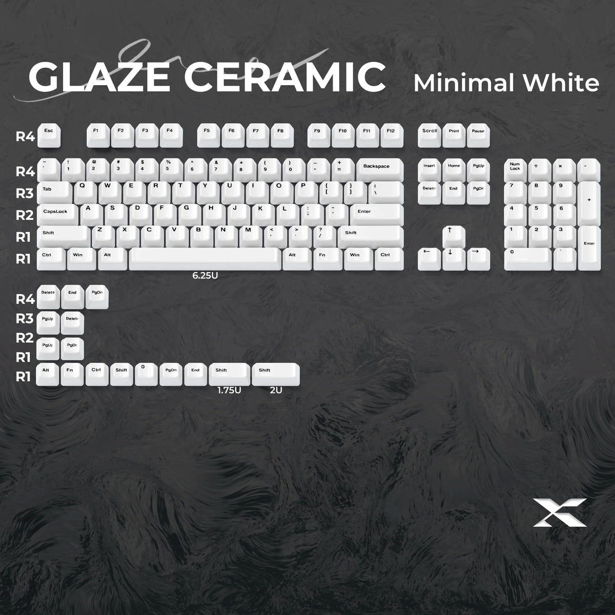 XVX Full Glaze Ceramic Minimal White Cherry Profile 120-Key Full Keycap Set