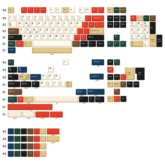 Frost Mixed Retro 100 Cherry Profile PBT Matte Smooth 186 Keycaps