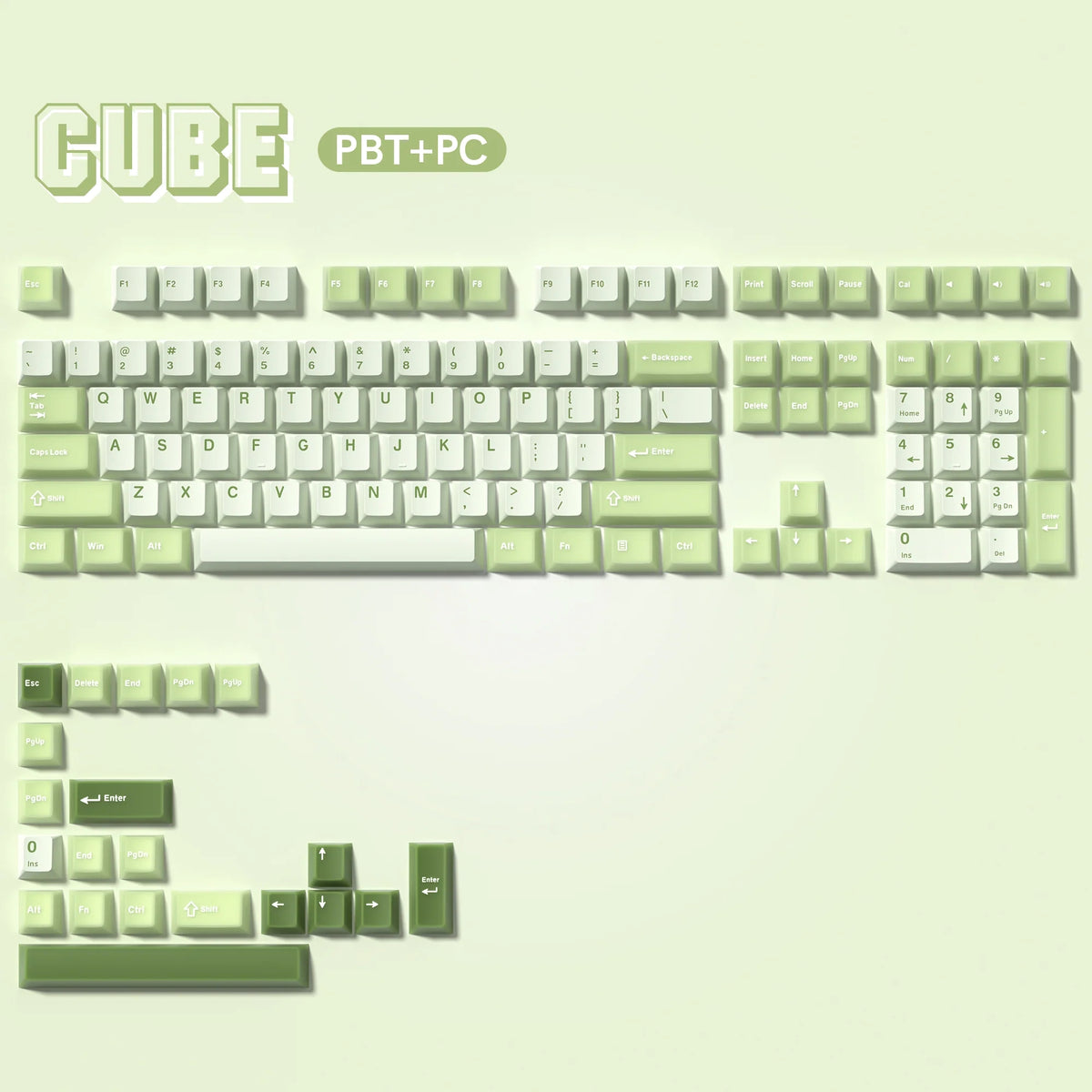 Green Tea Doubleshot Cherry Profile Keycaps